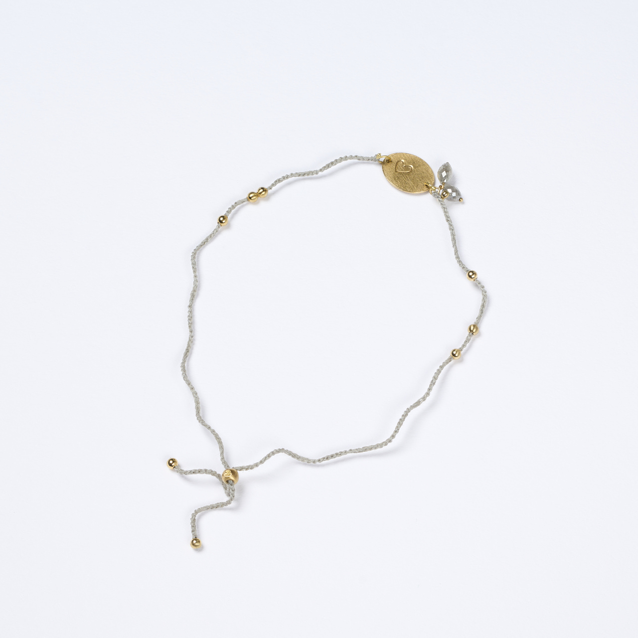 Herzplättchen Armbändchen grau