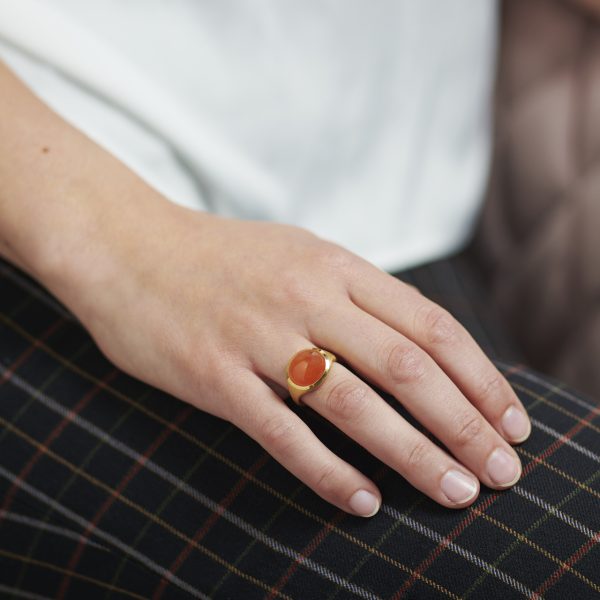 Goldring mit Mandarin Granat – Bild 2