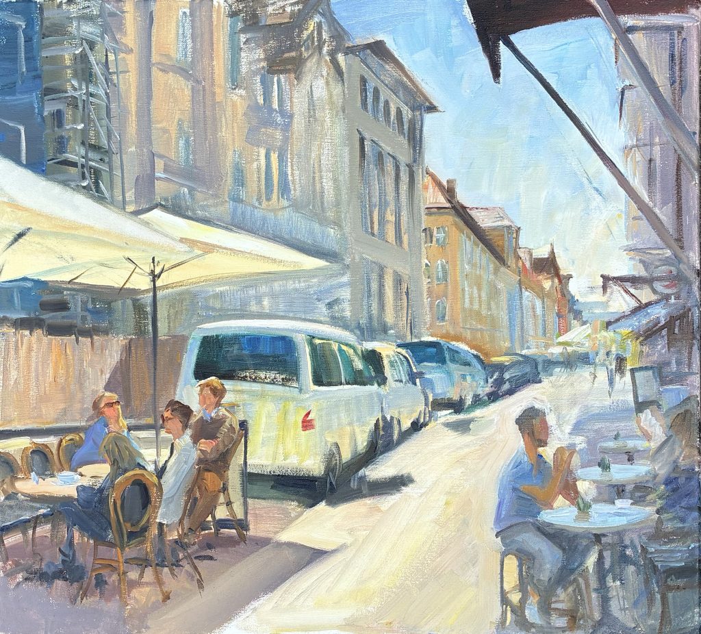 Gemälde "In der Amalienstaße", Öl auf Leinwand von Elina Deberdeeva