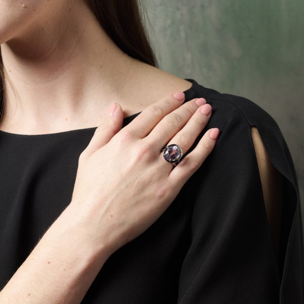 Kunzit Ring mit pinken Saphiren – Bild 2