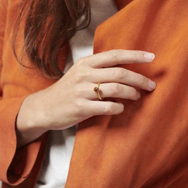 Goldring mit Mandarin Granat – Bild 2