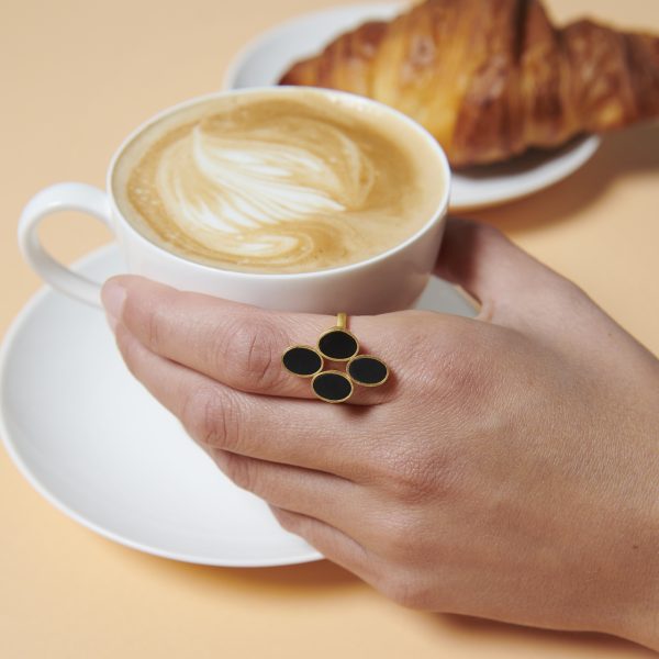 Onyx Goldring mit Ovalen – Bild 2