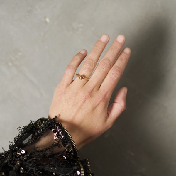 Roségold Ring wave mit Zirkon – Bild 2