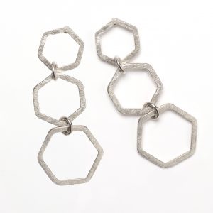 Silberne Ohrringe Hexagon