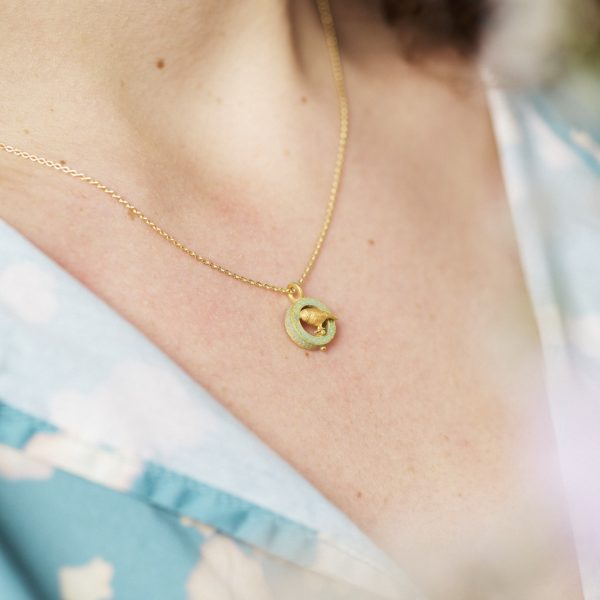 Vögelchen Collier emailliert – Bild 2