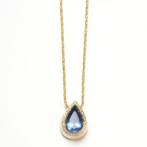 Aquamarinanhänger Gold mit Diamanten