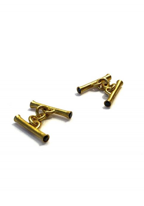 Manschettenknöpfe:  I. Chevillotte, Gold, schwarze Diamanten