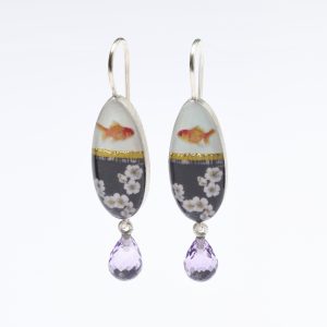 Goldfisch Ohrhänger in Silber mit Amethysten