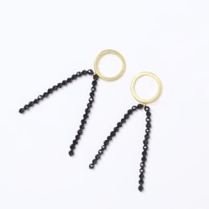Ohrstecker in Gelbgold und schwarzem Spinell